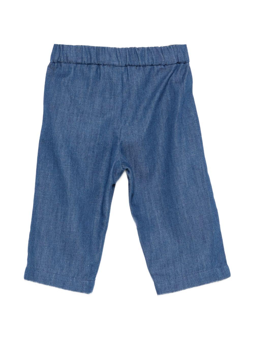 Pantaloni per neonato Balmain Kids blu con logo ricamato BY6590 P0588 625 BALMAIN KIDS