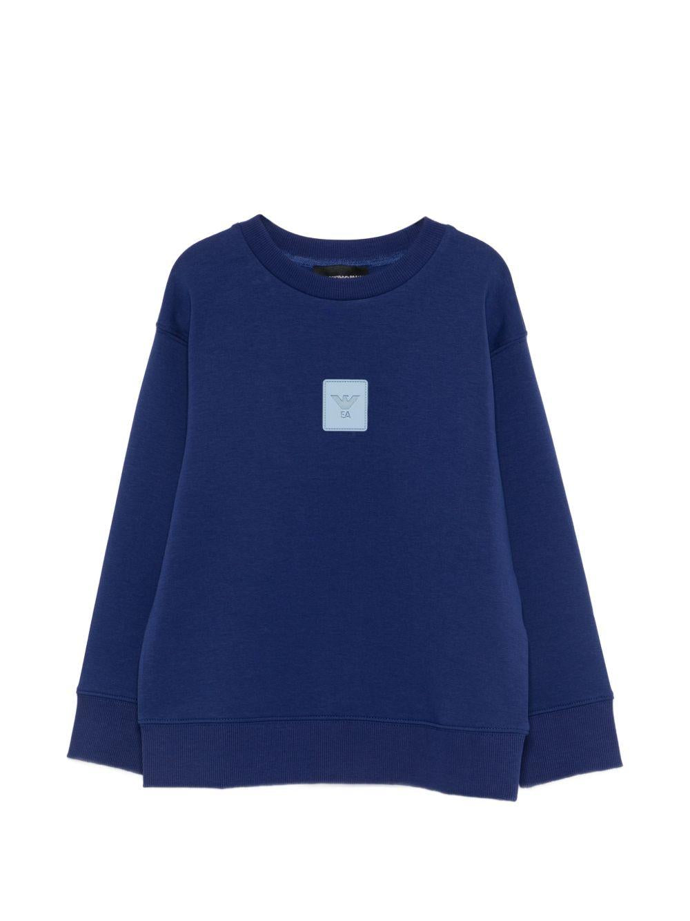 Felpa per bambino Emporio Armani Kids blu con logo sul davanti EB001315 AF10126 UB105 EMPORIO ARMANI KIDS