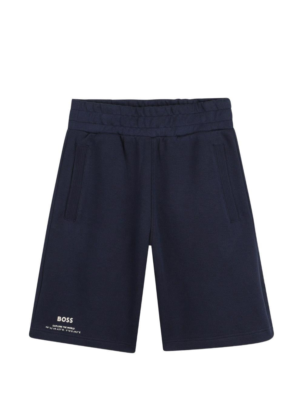 Shorts per bambino Boss Kids blu navy con dettaglio logo J52930 849 BOSS KIDS