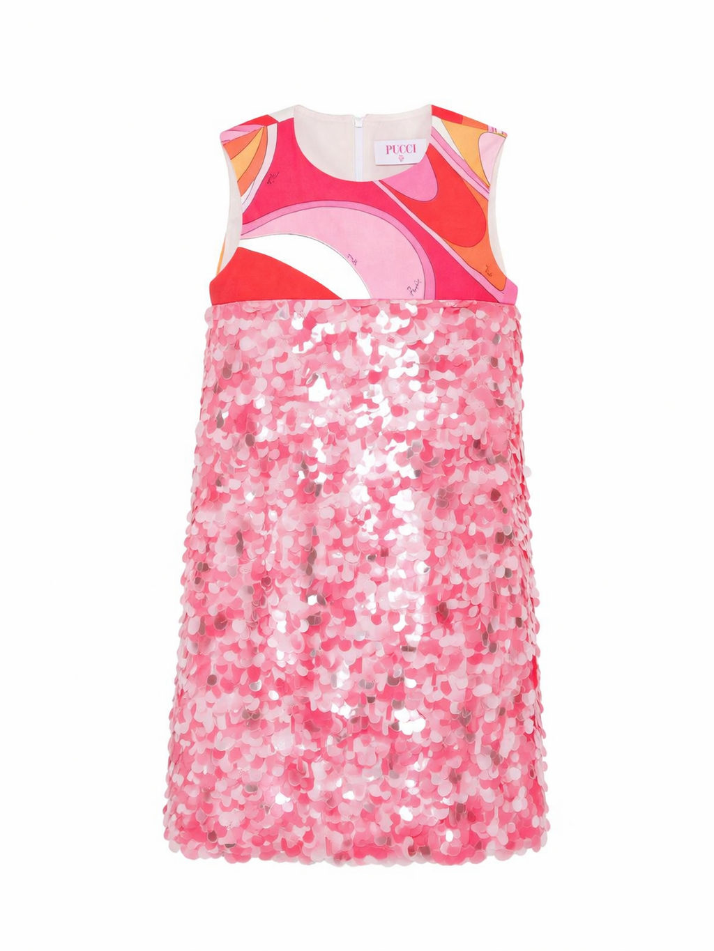 Abito per bambina Pucci Junior rosa con decorazioni di paillettes PY1C82 U0278 511 EMILIO PUCCI JUNIOR