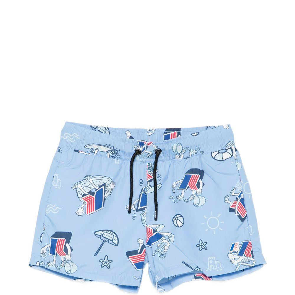 Costume da bagno per bambino K-Way Kids azzurro con stampa grafica intregale K3124ZW A06 K-WAY KIDS