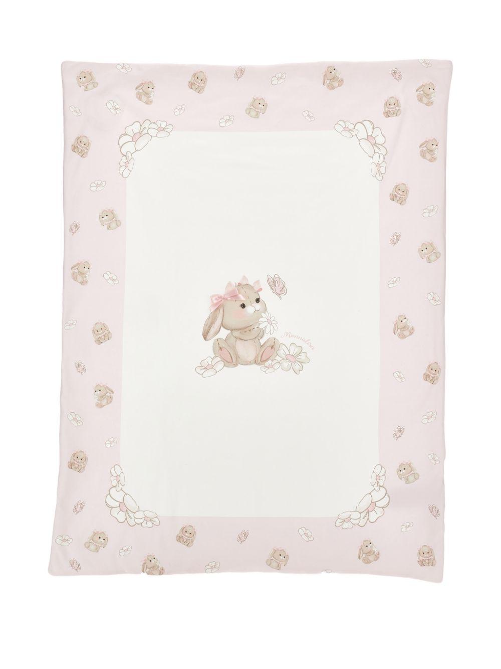 Coperta per neonata Monnalisa rosa con stampa coniglietto 35G011 7000 0190 MONNALISA