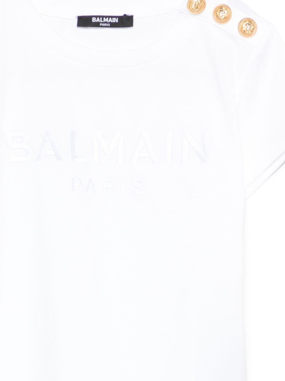 T-shirt da bambina Balmain Kids bianca con bottoni BY8A21 Z3277 100BC BALMAIN KIDS