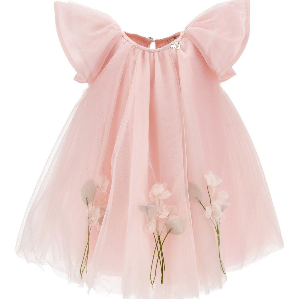 Abito per neonata Monnalisa rosa con dettaglio a fiori 73G904 7747 0091 MONNALISA KIDS