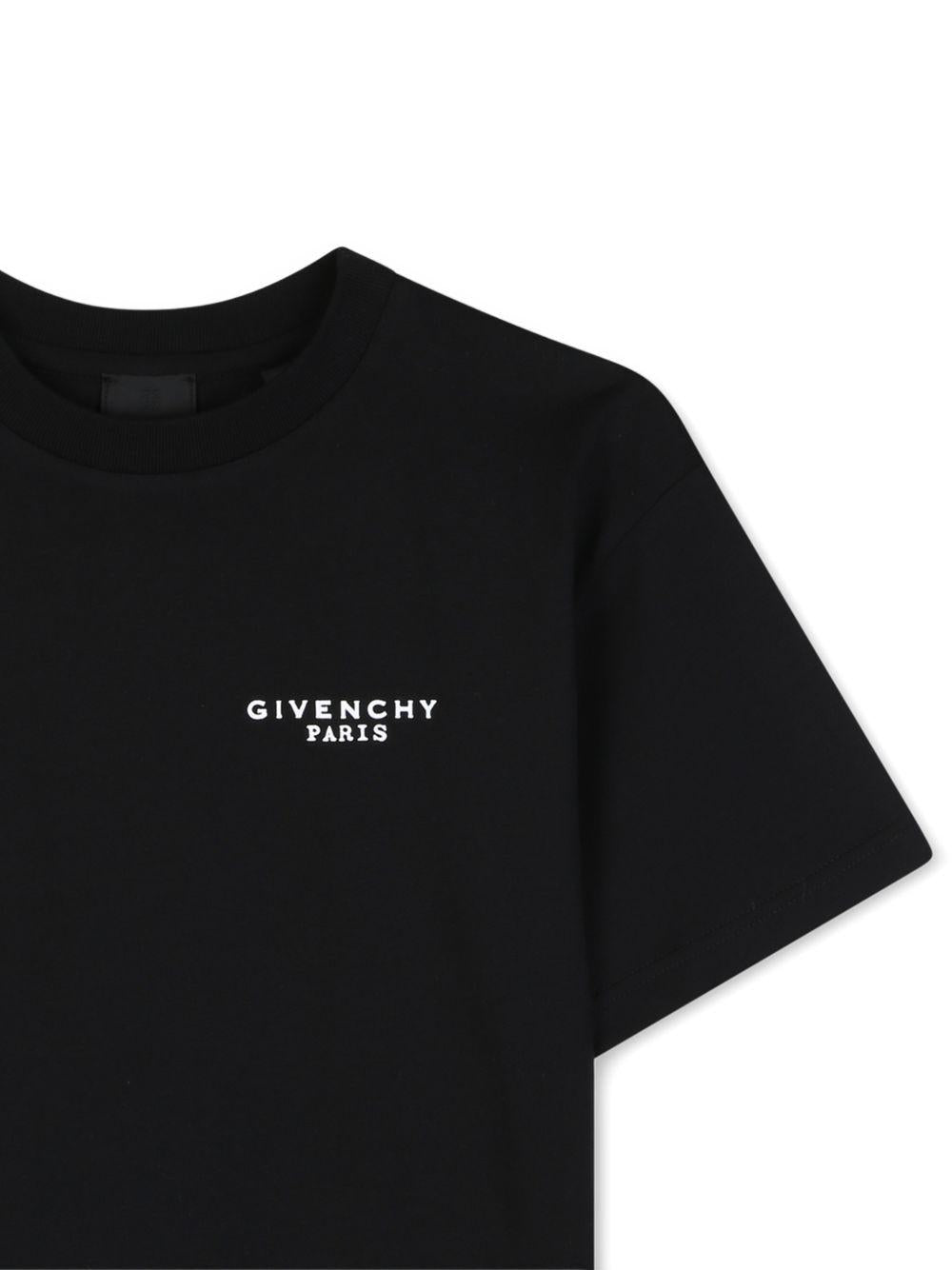 T-shirt per bambino Givenchy Kids nera con dettaglio logo sul petto H31280 09B GIVENCHY KIDS