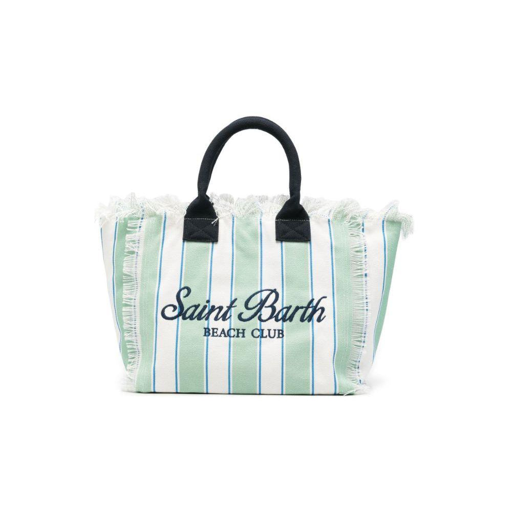 Borsa Vanity MC2 Saint Barth bianca e verde con motivo a righe VANI001 00937L MC2 ST. BARTH KIDS