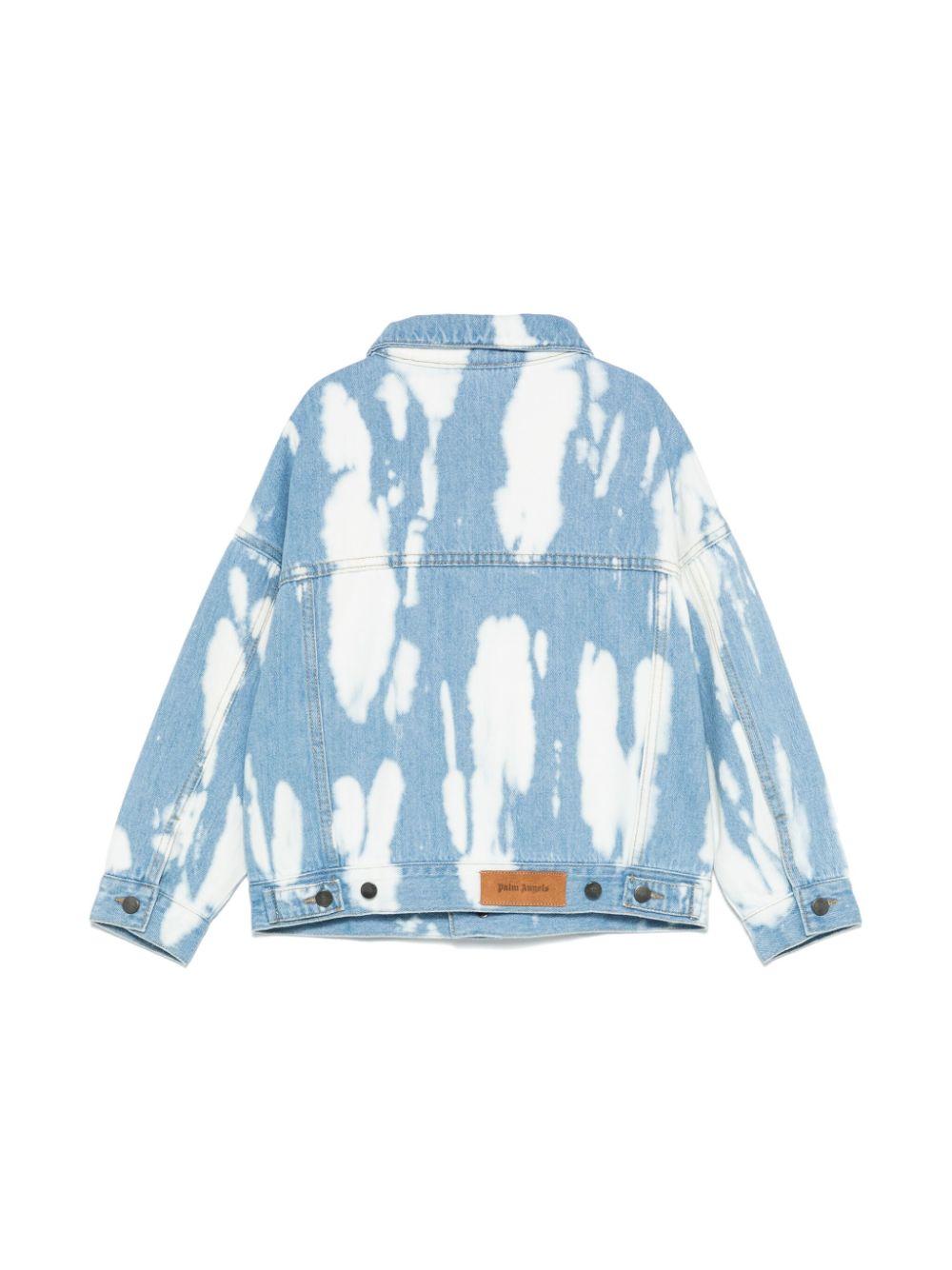Giubbino con applicazione PA per bambino Palm Angels Kids azzurro con polsini con abbottonatura PBYE001S25DEN001 4540 PALM ANGELS KIDS