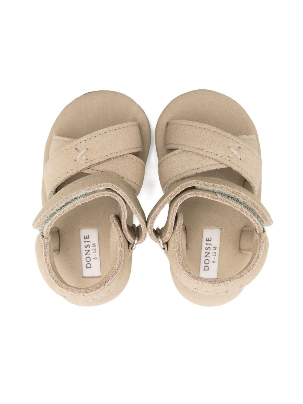 Sandali per neonato Donsje Tobi beige con chiusura a strappo 1035000 BL170 DONSJE