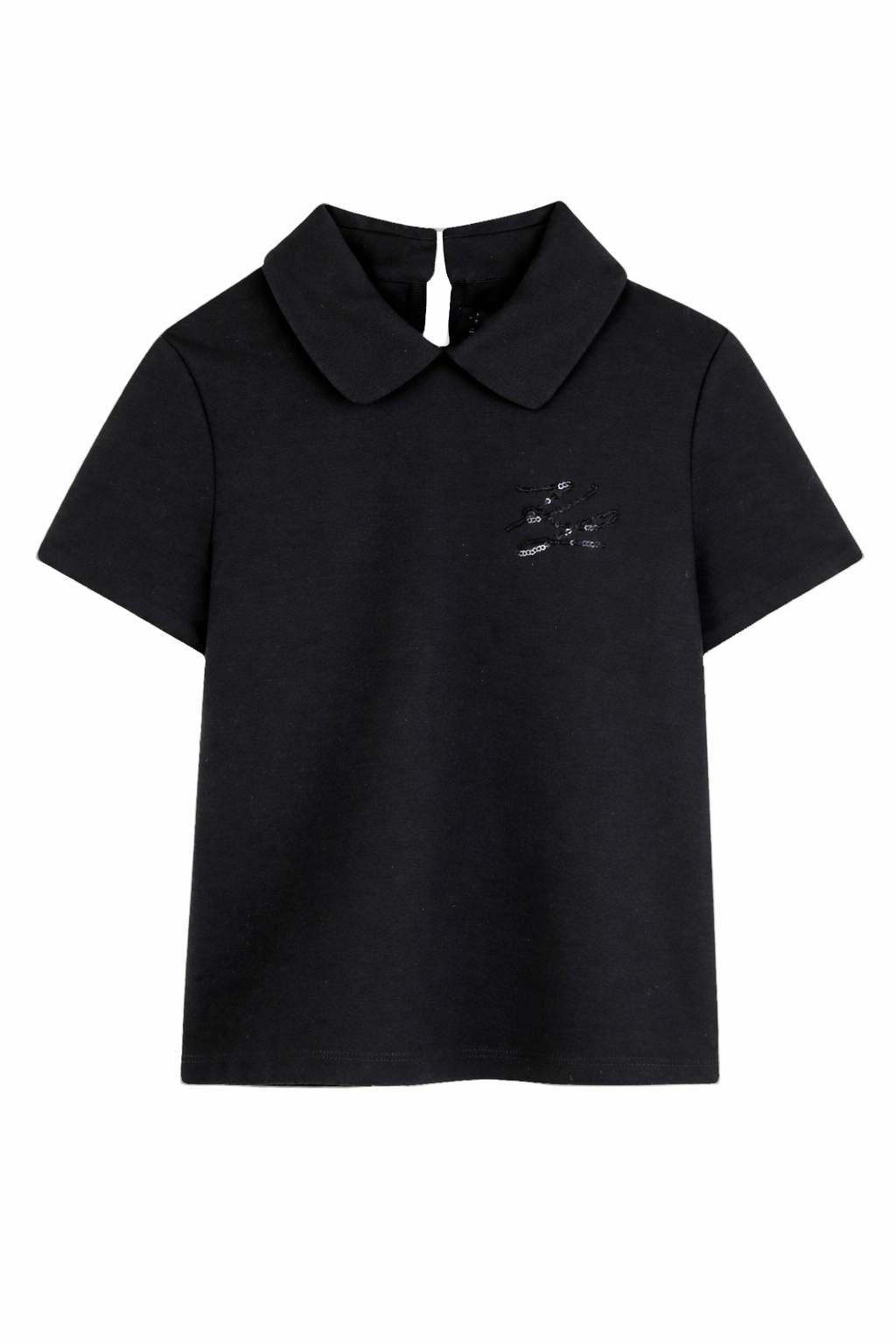 T-shirt per bambina Karl Lagerfeld Kids nera con decorazione con paillettes Z31271 09B KARL LAGERFELD KIDS