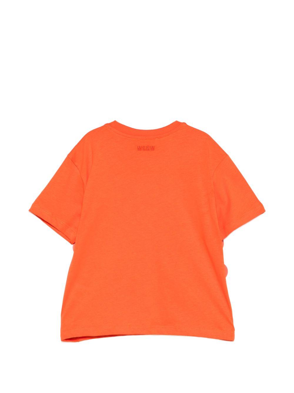 T-shirt per bambina MSGM Kids arancione con applicazioni S6MSJGTH099 MS074 MSGM KIDS