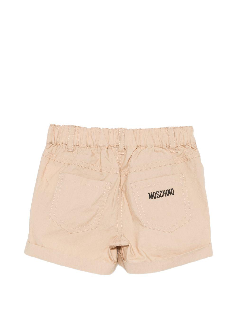 Shorts per neonato Moschino Kids beige con logo sul retro MNQ00RLLA10 20829 MOSCHINO KIDS