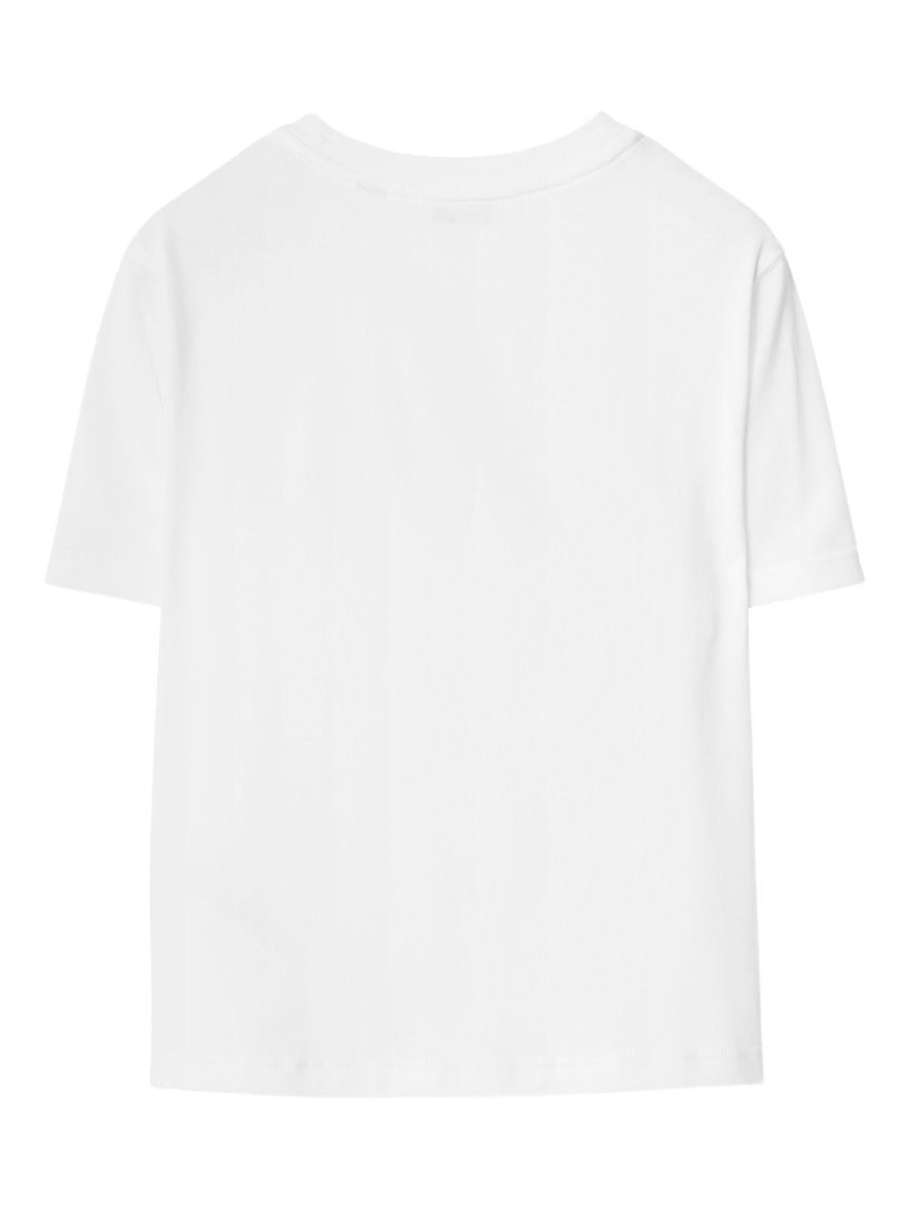 T-shirt per bambini Burberry Kids bianca con motivo Equestrian Knight 8120352 A1464 BURBERRY KIDS