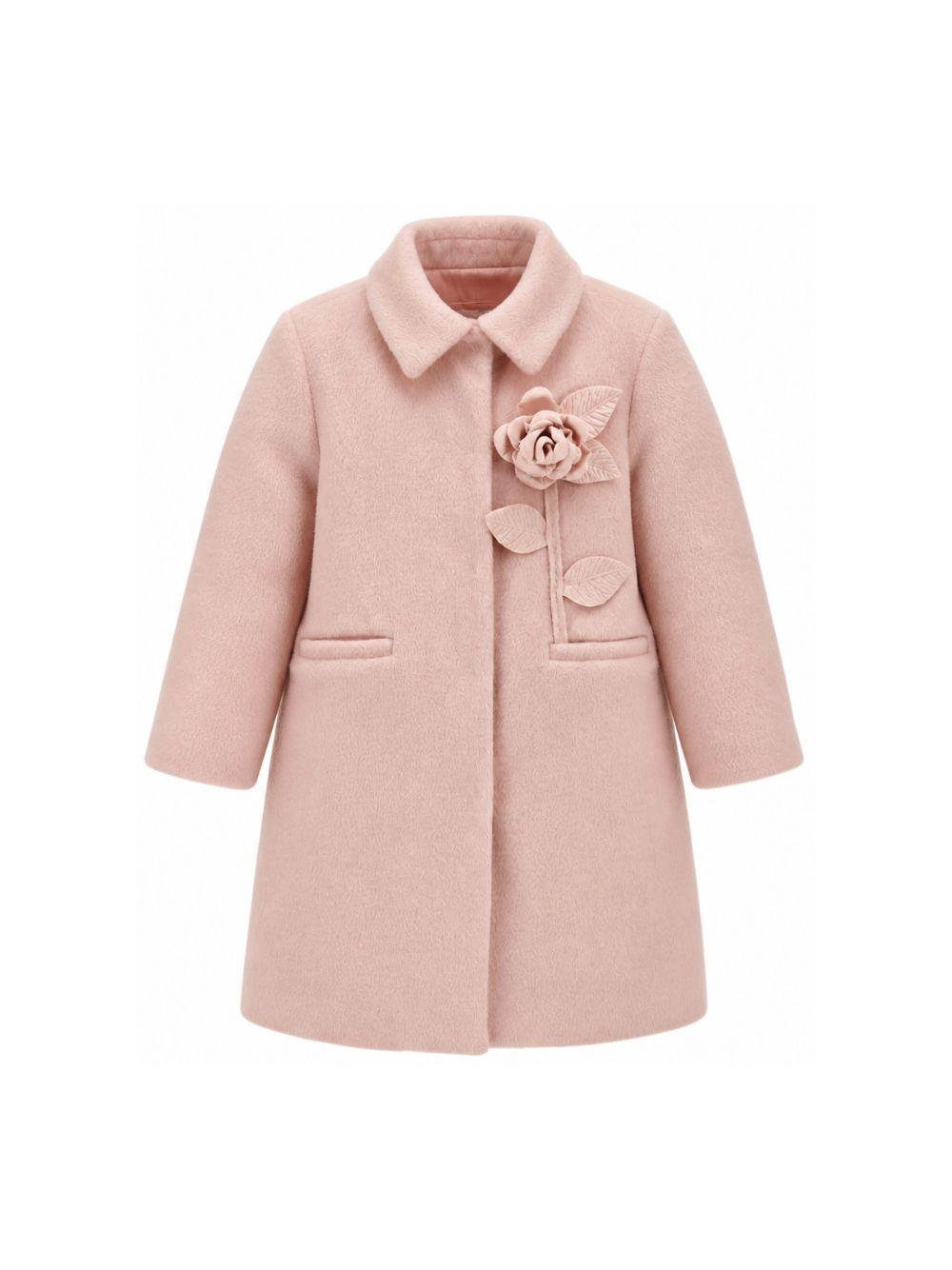 Cappotto per bambina Monnalisa Kids rosa con applicazione fiore 79H101 8036 094F MONNALISA KIDS