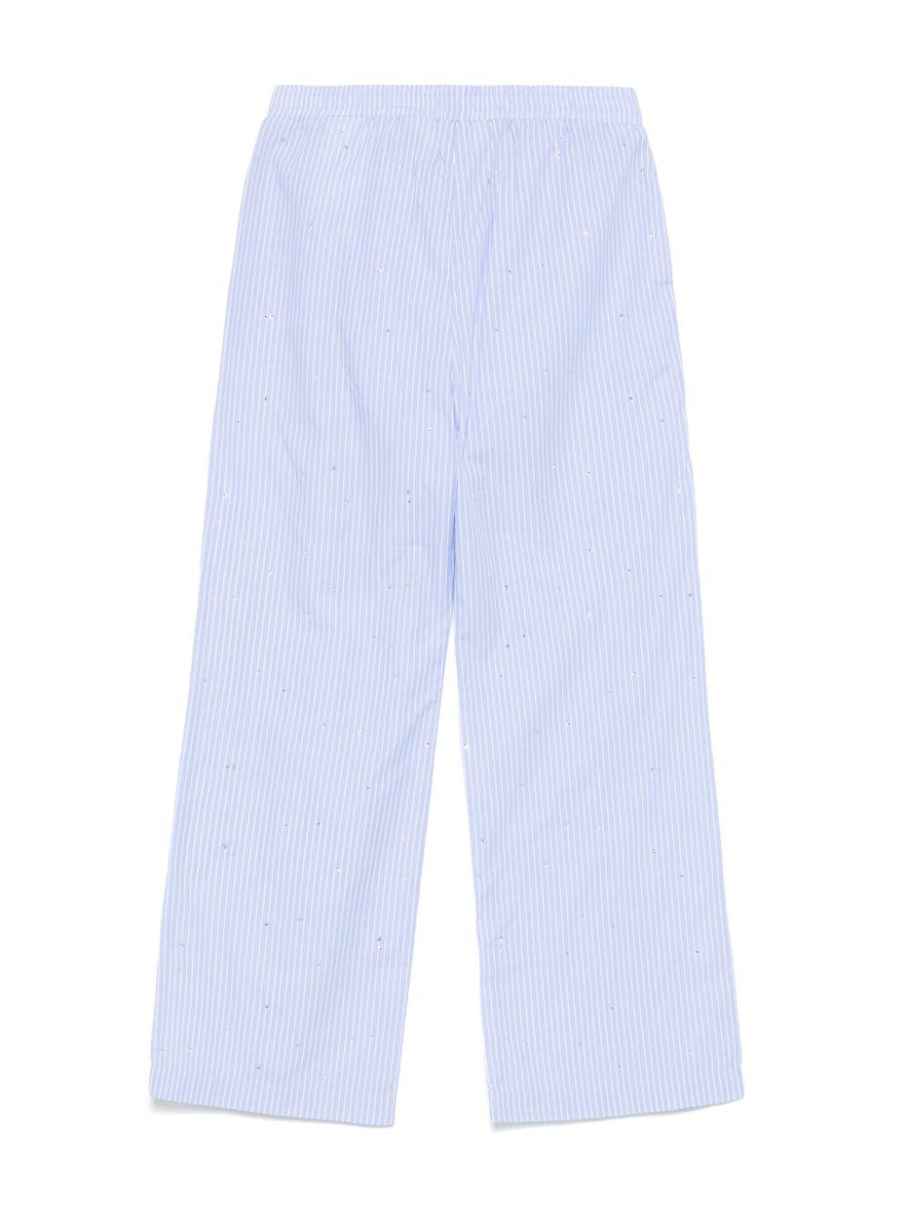 Pantaloni con strass per bambina Palm Angels Kids azzurro con motivo gessato PGCA021S25FAB001 4201 PALM ANGELS KIDS