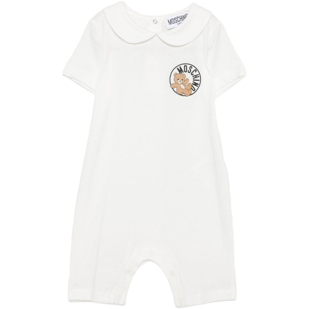 Tutina per neonati Moschino Kids bianca con colletto alla Peter Pan MMY03YLAA03 10063 MOSCHINO KIDS