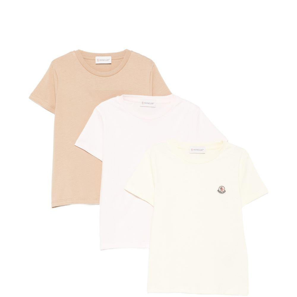 Set di 3 t-shirt per bambina Moncler Enfant multicolore con applicazione logo L19548C0003489AT9 3P5 MONCLER KIDS