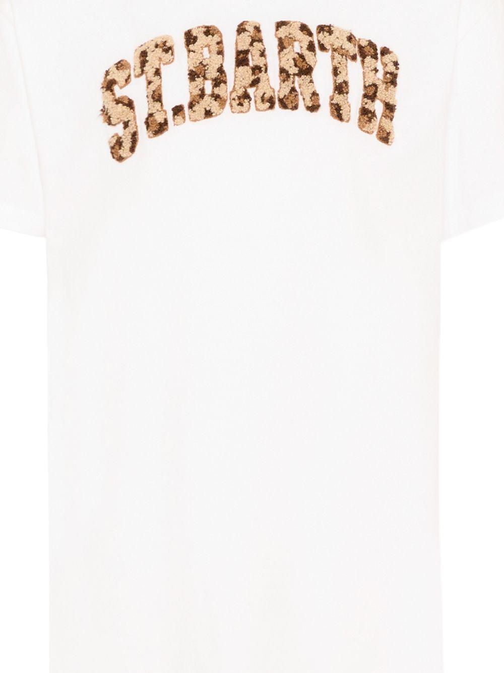 Abito per bambina MC2 Saint Barth Kids bianca con stampa logo leopardato ABY0001 00957L MC2 ST. BARTH KIDS