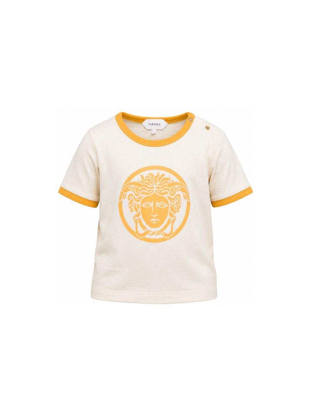 T-shirt per neonati Versace Kids bianca con bordi a contrasto 10251501A18172 2YE30 VERSACE KIDS