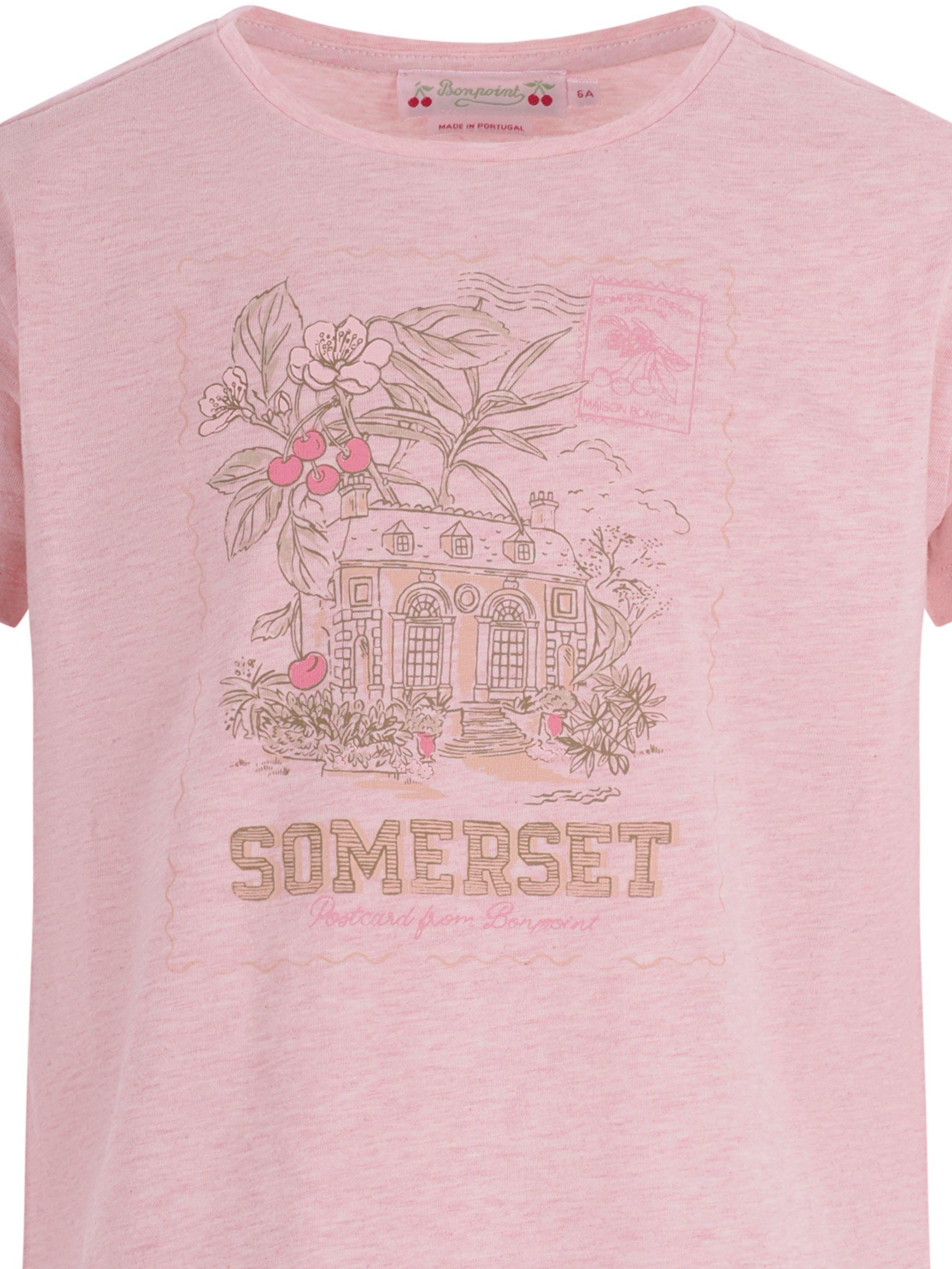 T-shirt per bambina Bonpoint rosa con stampa grafica sul davanti S06GTSK00002 121 BONPOINT KIDS