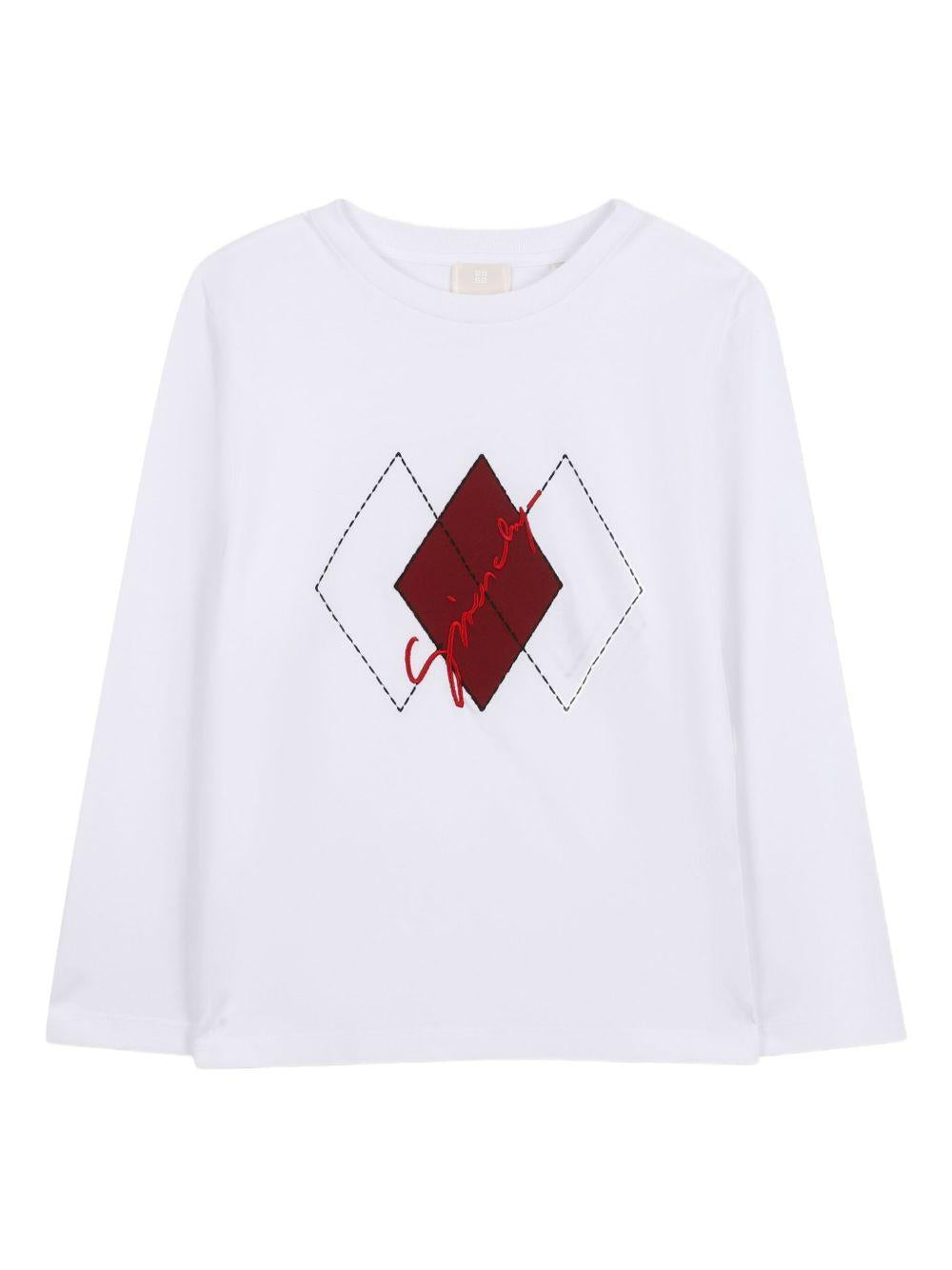 T-shirt per bambino Givenchy Kids bianca con stampa a rombi H30961 10P GIVENCHY KIDS