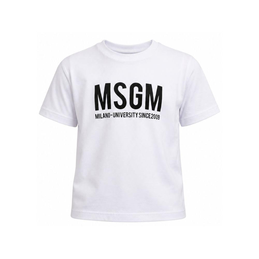 T-shirt per bambino MSGM Kids bianca con stampa logo S6MSJUTH051 001 MSGM KIDS