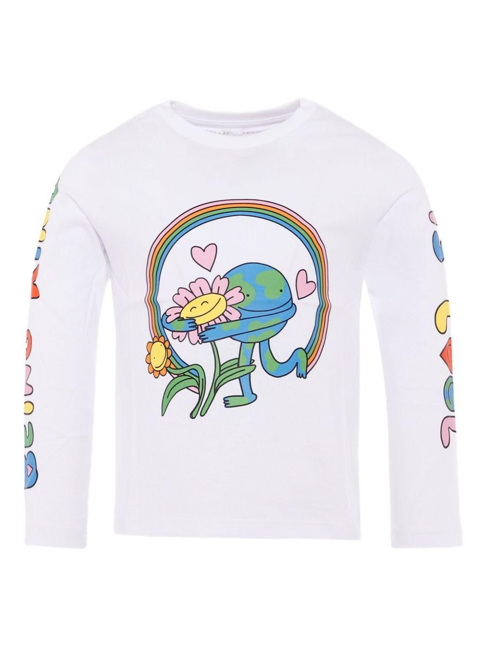T-shirt per bambini Stella McCartney Kids bianco con stampa grafica TX8A00 Z0434 100 STELLA McCARTNEY KIDS