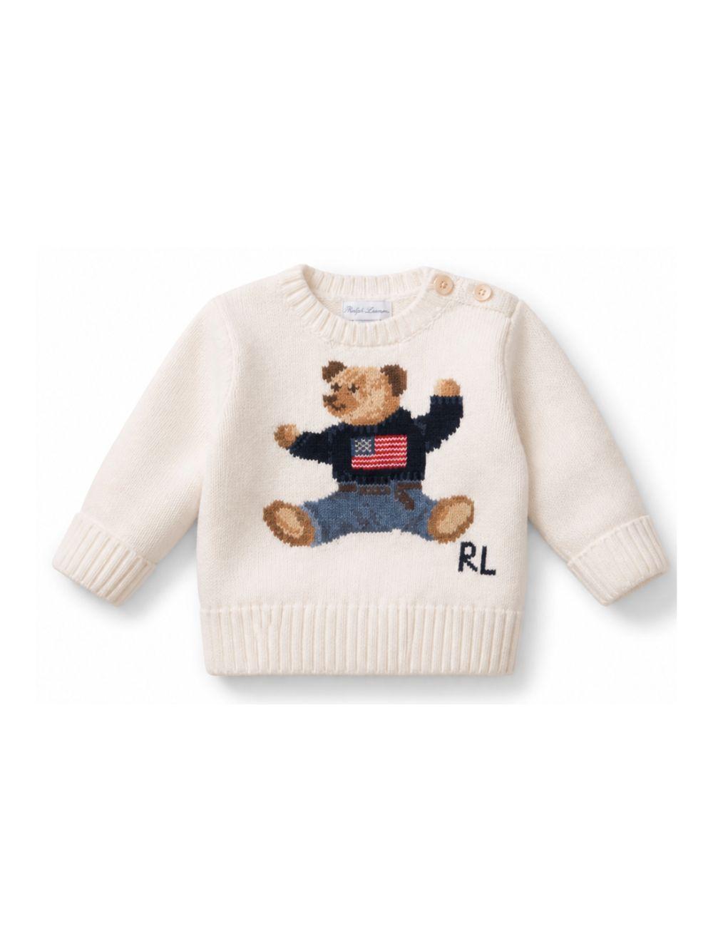 Maglione per neonato Polo Ralph Lauren Kids bianca con stampa grafica sul davanti<BR/> 320669571 003 Ralph Lauren kids
