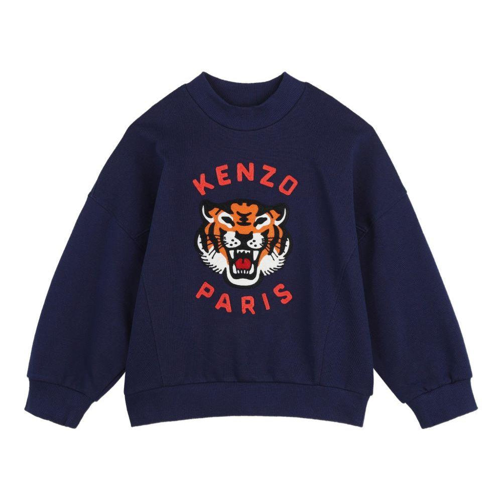 Felpa per bambino Kenzo Kids blu con dettaglio logo sul davanti K61798 84N KENZO KIDS