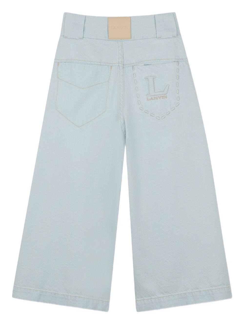 Pantaloni per bambina Lanvin Enfant azzurri con dettaglio logo N30340 Z27 LANVIN KIDS