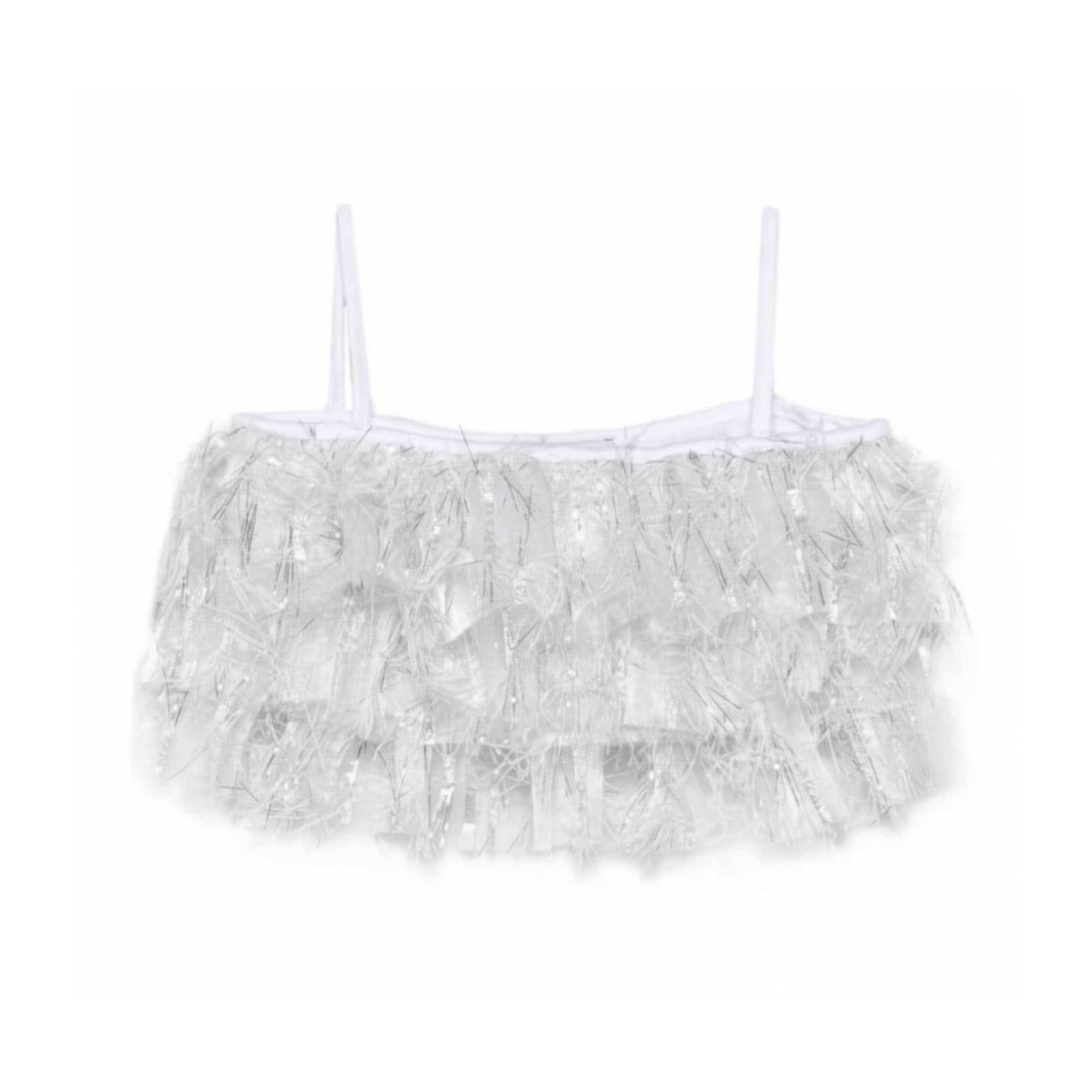 Top per bambina A'lapage bianco con dettaglio frange 25SAGTOP00090 BIANCO A'LAPAGE