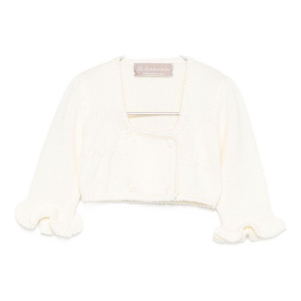 Cardigan per neonata La Stupenderia bianco con polsini arricciati 1WCSC62 802 LA STUPENDERIA