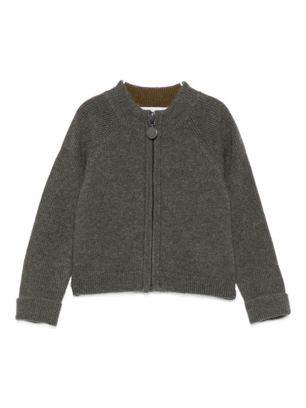 Cardigan per neonato Bonpoint grigio a coste con cerniera W05YCAK00003 245 BONPOINT