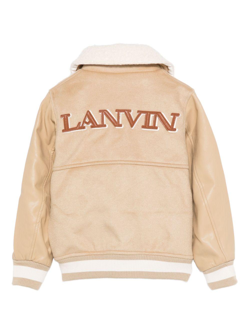 Bomber per bambino Lanvin Enfant beige con logo ricamato N30307 276 LANVIN