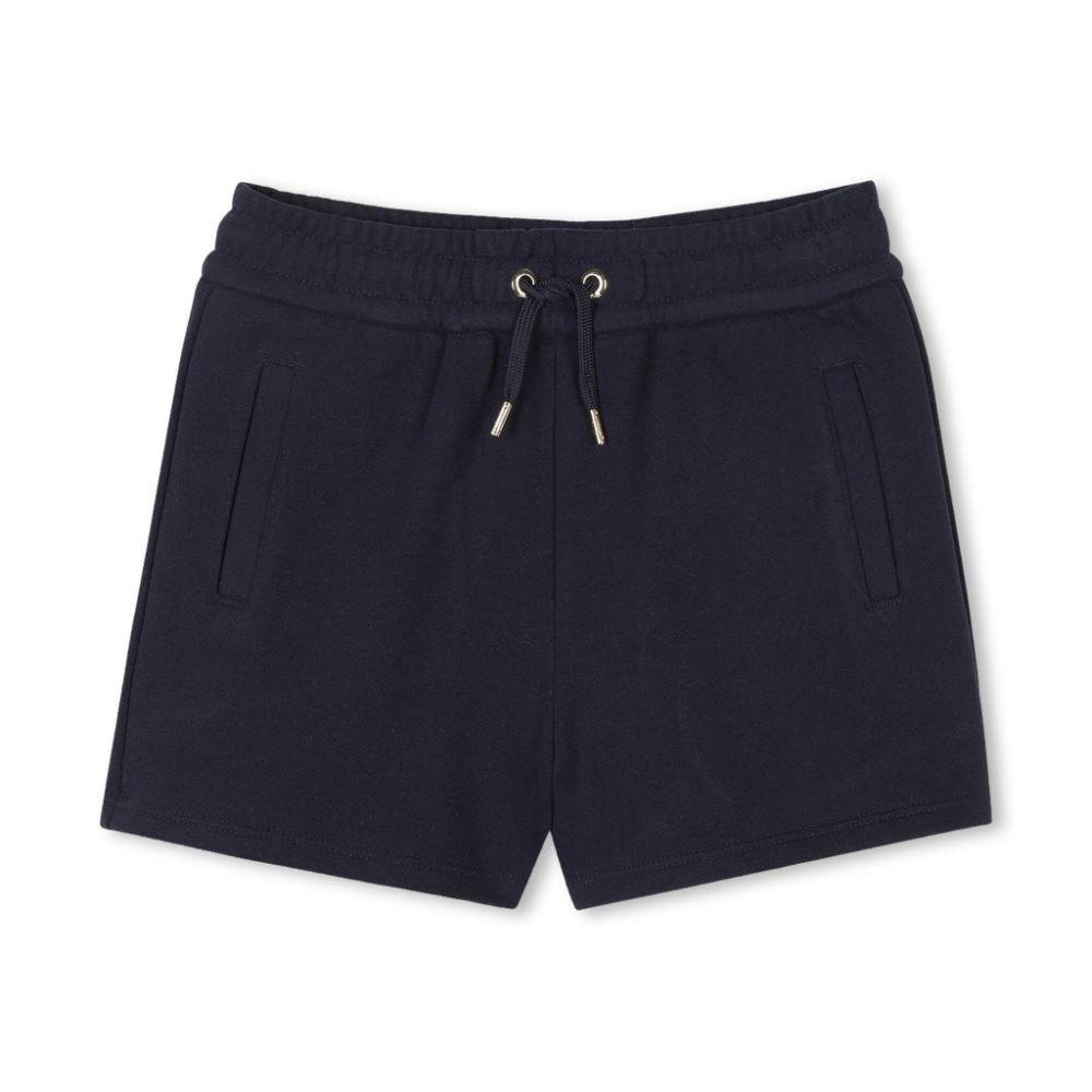 Shorts per bambina Chloé Kids blu in cotone biologico e logo sul retro C20464 859 CHLOE' KIDS