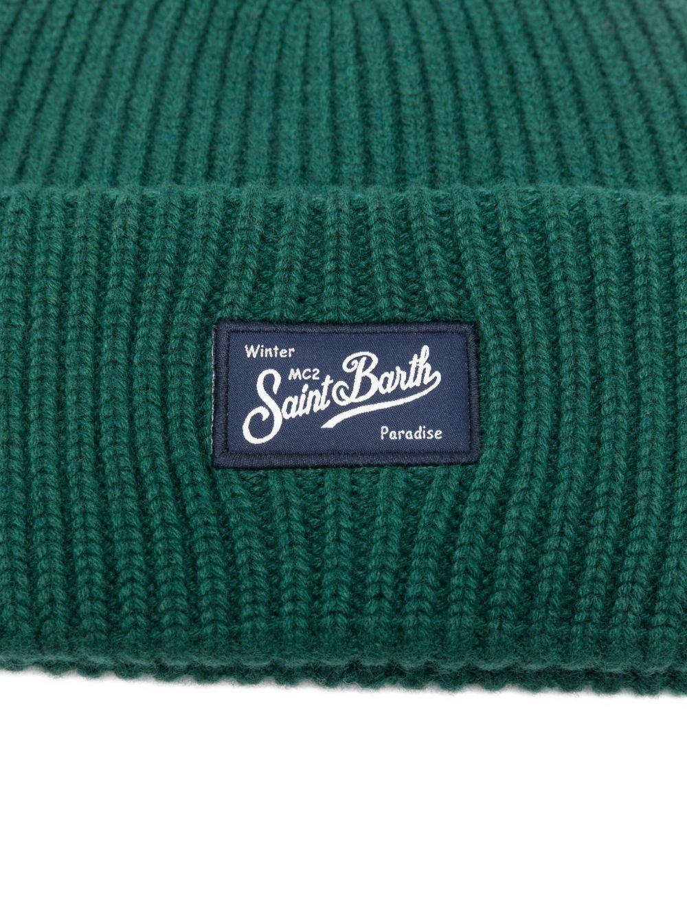 Berretto per bambini MC2 Saint Barth Kids verde con toppa con logo BRR0001 02305I MC2 ST. BARTH KIDS