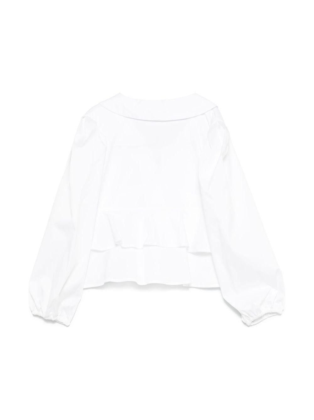 Blusa in popeline per bambina MSGM Kids bianco con orli elasticizzati S5MSJGBL128 001 MSGM KIDS