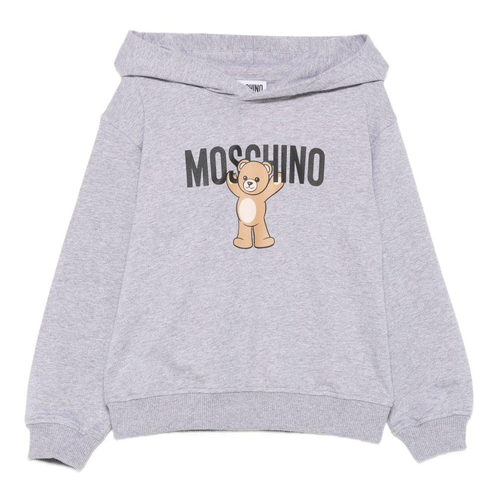 Felpa per bambino Moschino Kids grigio con stampa Teddy e cappuccio HUF09FLCA40 60901 MOSCHINO KIDS