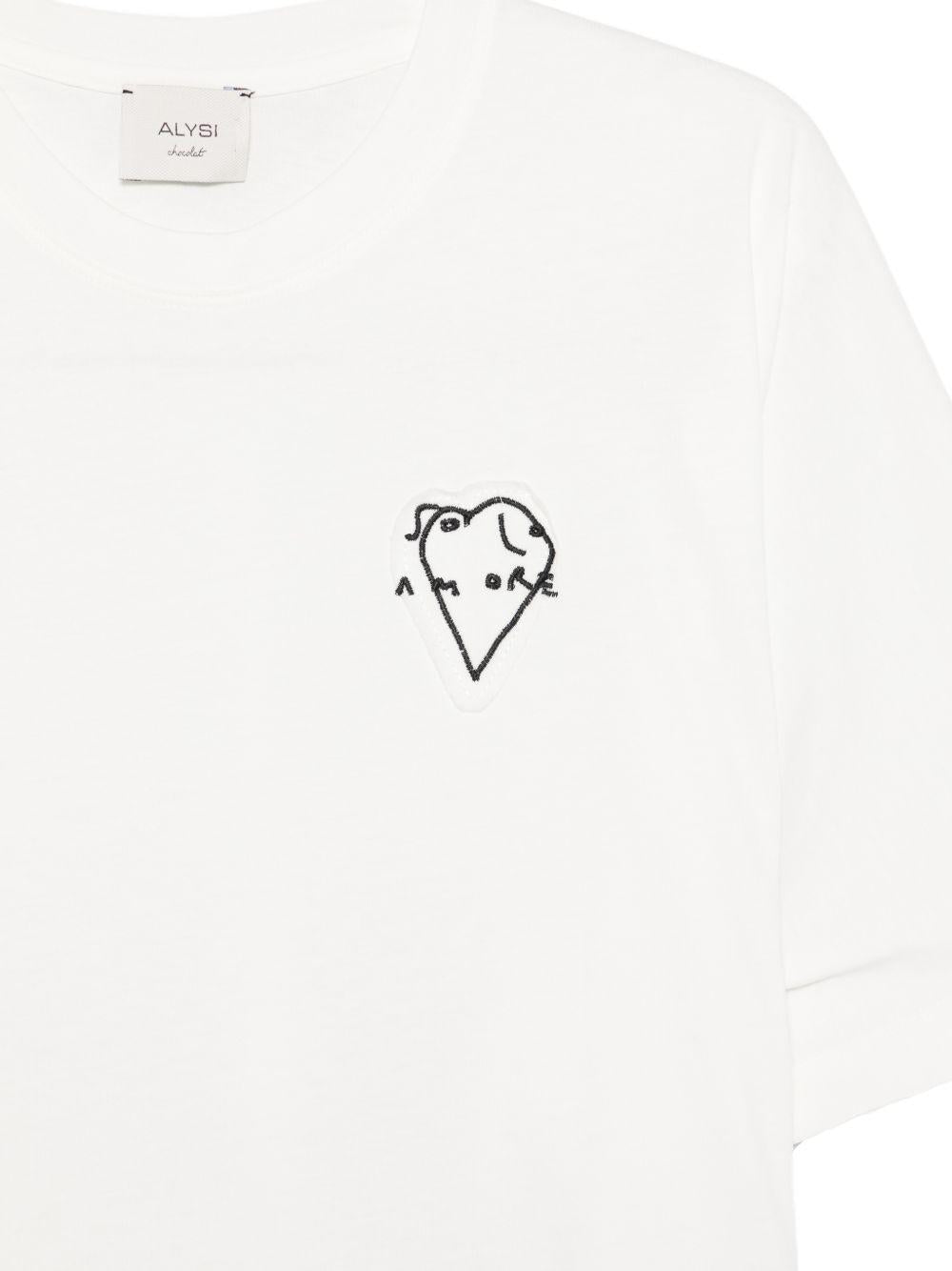 T-shirt per donna Alysi bianca con decorazione ricamata sul davanti 116439 P6231 LT ALYSI