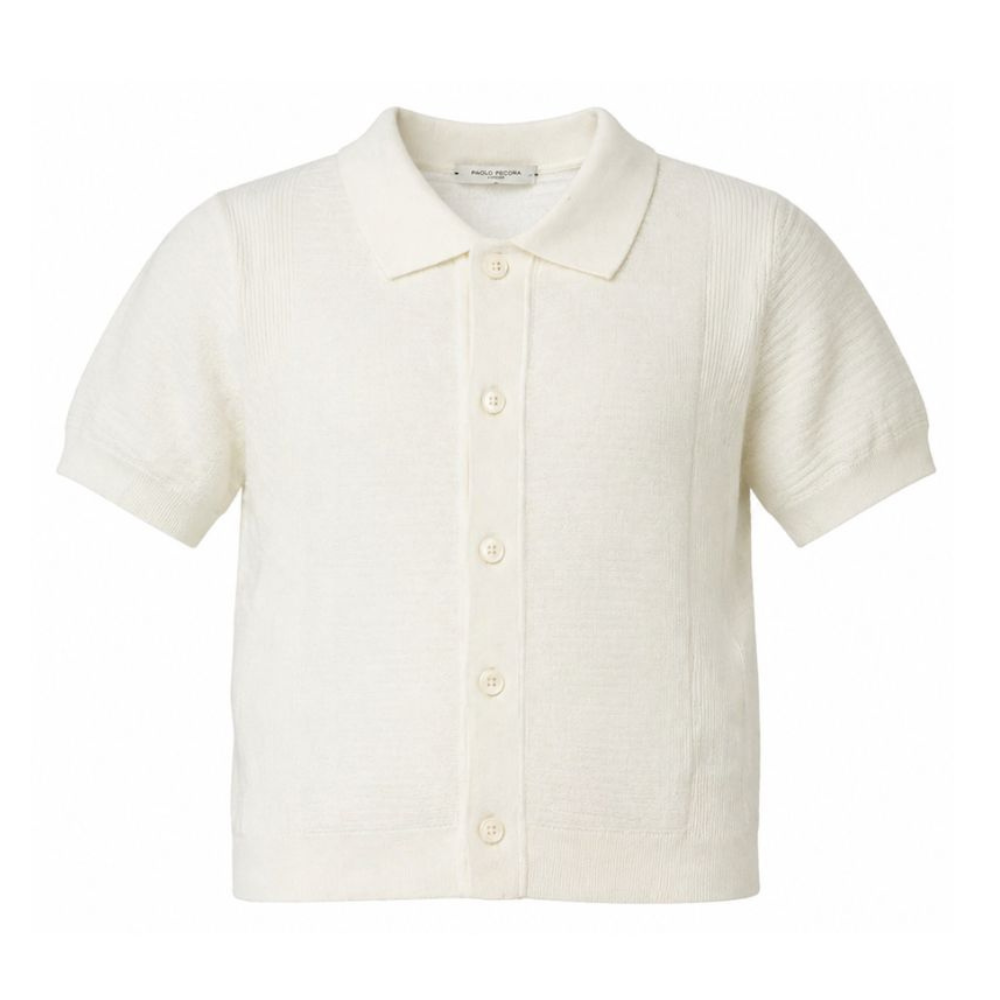 T-shirt per bambino Paolo Pecora Kids bianco con colletto PP4276 GESSO PAOLO PECORA KIDS
