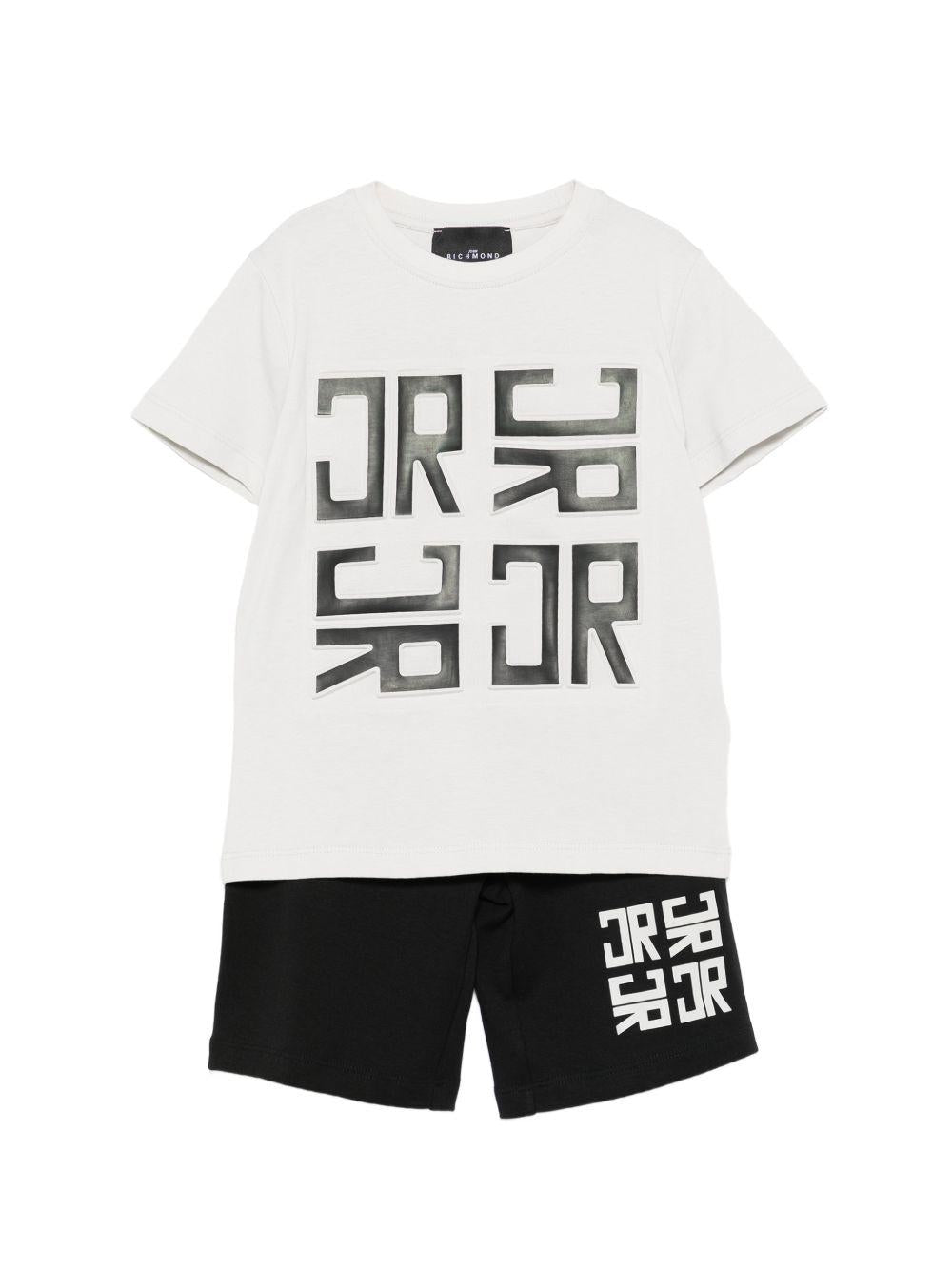 Set t-shirt con shorts per neonato John Richmond Junior grigio con logo RBP26007CJ BLUE VAPOR JOHN RICHMOND KIDS