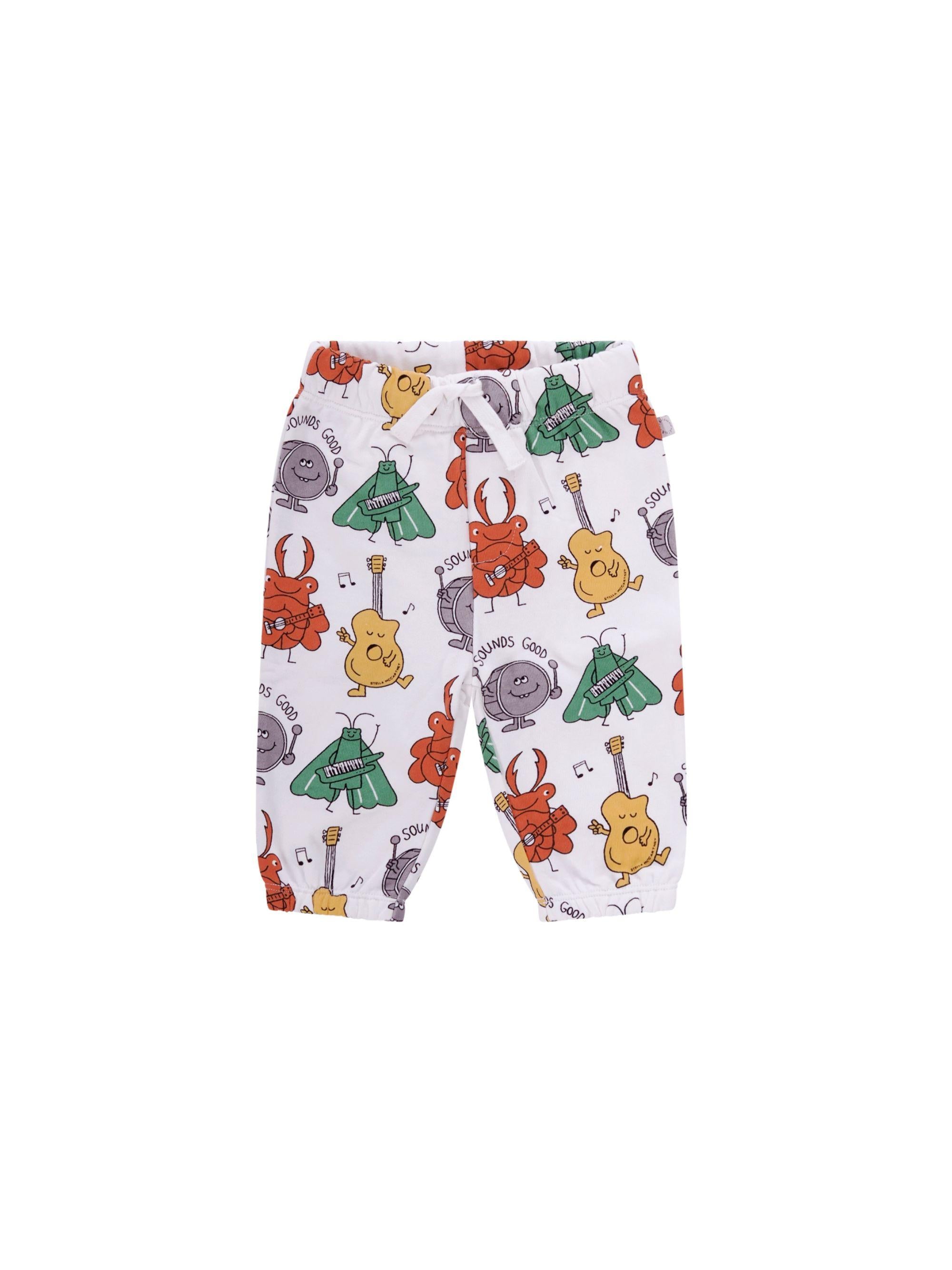 Pantaloni per neonato Stella McCartney Kids bianchi con stampa elementi musicali TY6520 Z3562 101MC STELLA McCARTNEY KIDS