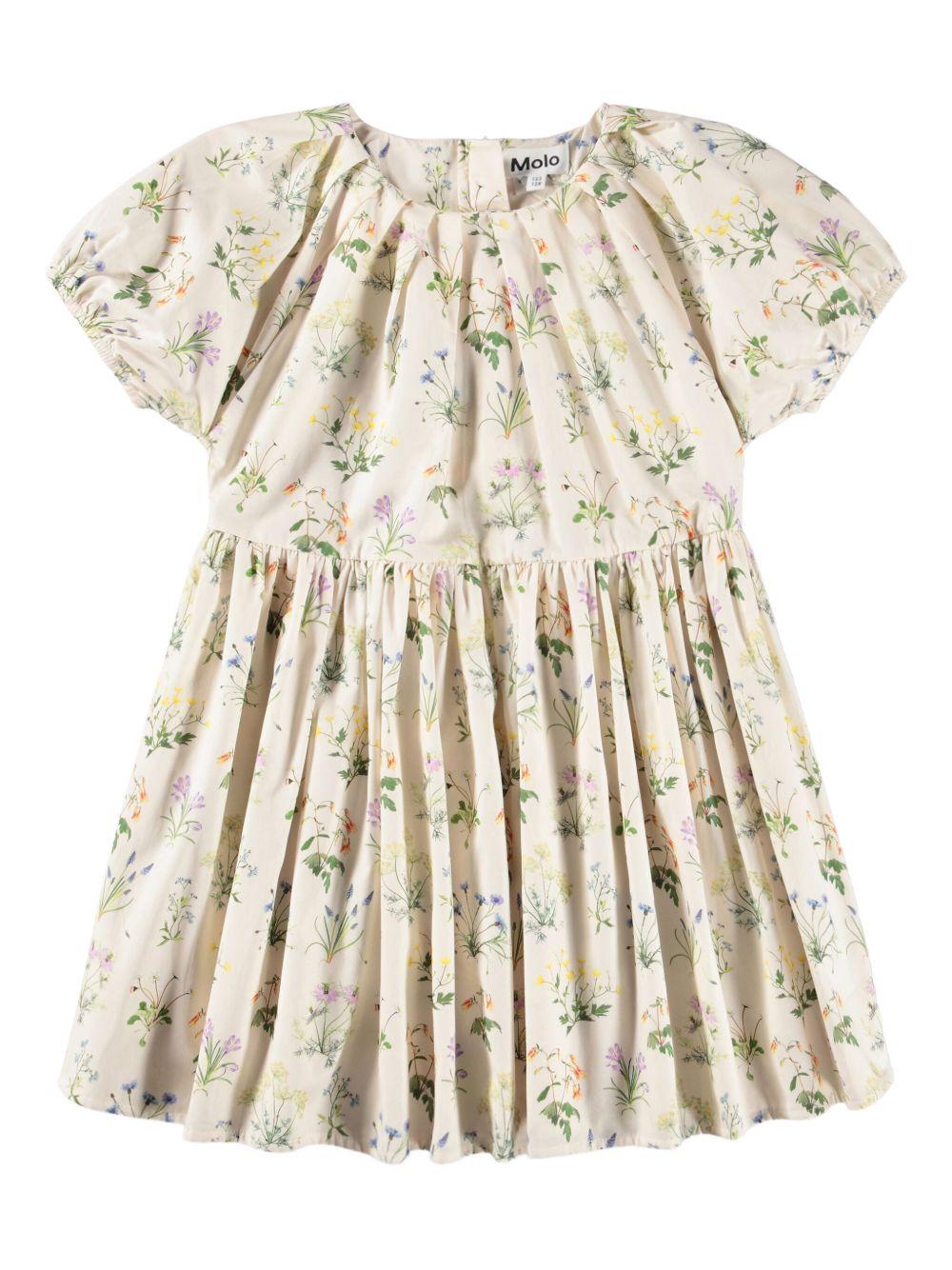 Abito Christen per bambina Molo beige con stampa a fiori 2S26E112 9541 MOLO KIDS