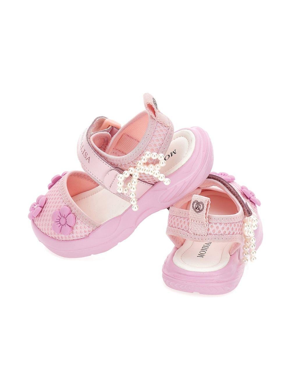 Sandali per bambina Monnalisa rosa con fiocco a perline 8CG005 7703 0090 MONNALISA KIDS