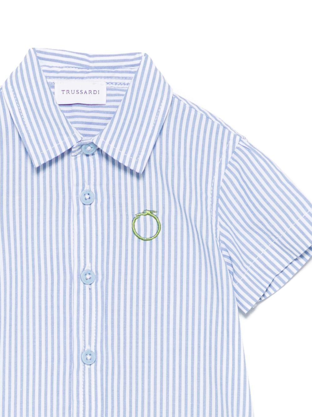 Camicia per neonato Trussardi Junior azzurro a righe con colletto classico e fibbia frontale TIP25038CA DUST BLUE TRUSSARDI JUNIOR