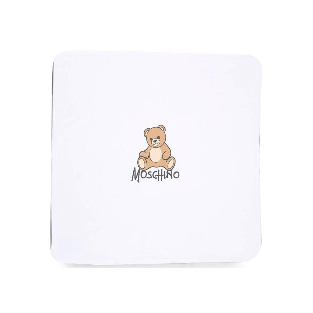 Coperta per neonati Moschino Kids bianca con dettaglio Teddy Bear MTB00FLCA40 10101 MOSCHINO KIDS