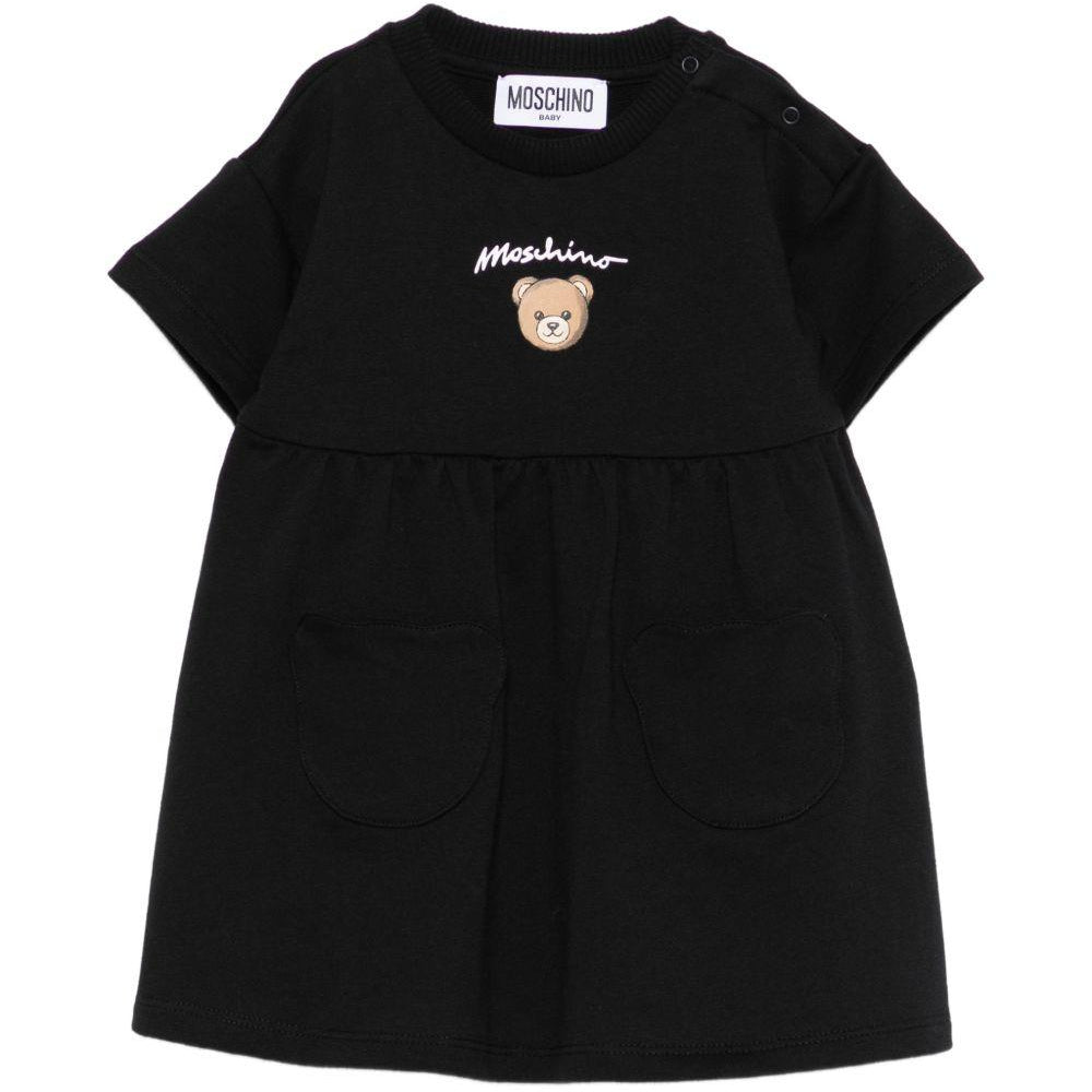 Abito per neonata Moschino Kids nero con logo sul davanti MDV0DGLCA19 60100 MOSCHINO KIDS
