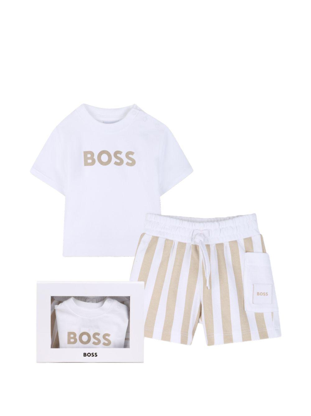 Set t-shirt con shorts per neonato Boss Kids bianco con motivo a righe J53048 249 BOSS KIDS
