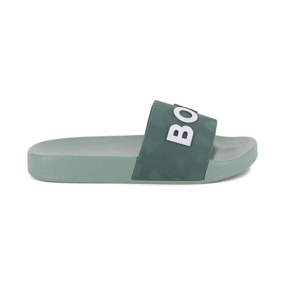Ciabatte da bambino Boss Kids verde con logo J52799 68C BOSS KIDS