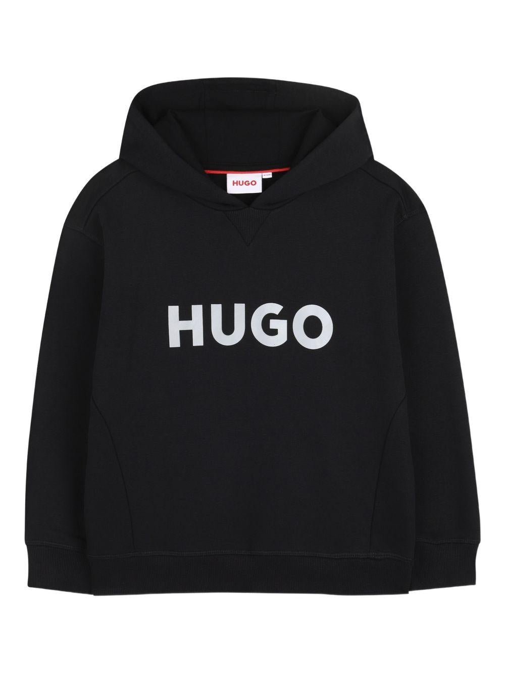 Felpa per bambino Hugo Kids nera con logo sul davanti G01007 09B Hugo KIDS