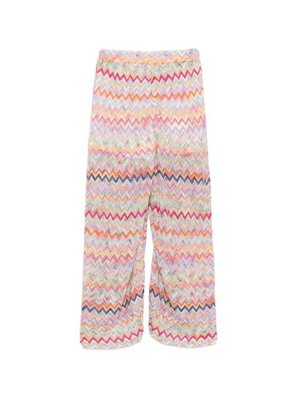 Pantaloni per bambina Missoni Kids multicolore con motivo a chevron MY6A40 Q0107 999 MISSONI KIDS